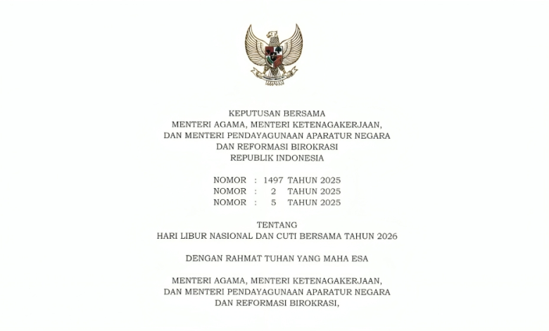 SKB tentang libur nasional dan cuti bersama 2026