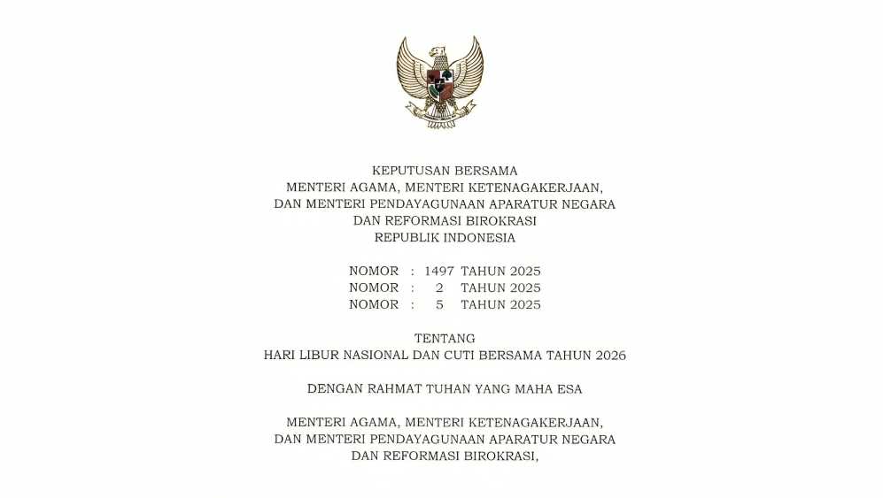 SKB tentang libur nasional dan cuti bersama 2026