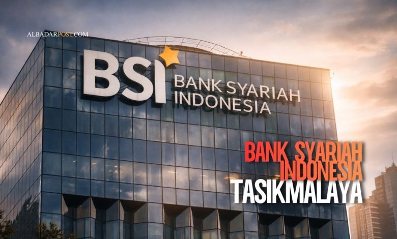 Gedung Bank Syariah Indonesia Tasikmalaya sebagai simbol layanan publik perbankan yang dituntut transparansi informasi.