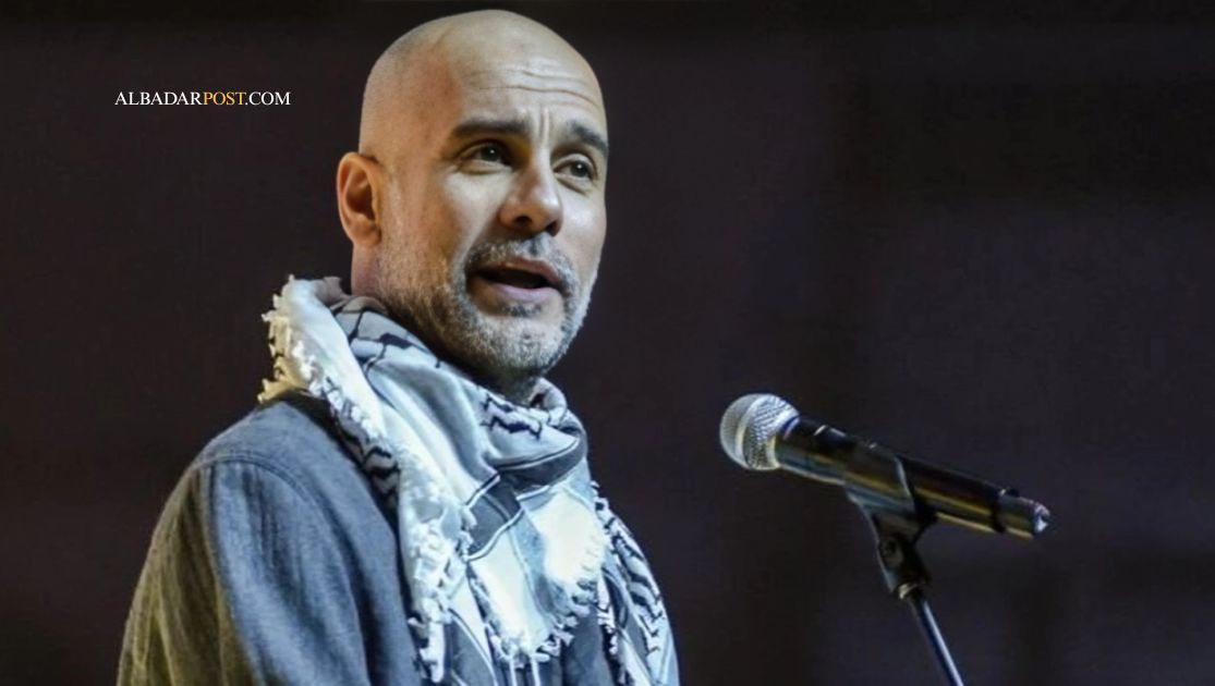 Pep Guardiola mengenakan keffiyeh saat menyampaikan pidato pro-Palestina dan mengkritik diamnya pemimpin dunia