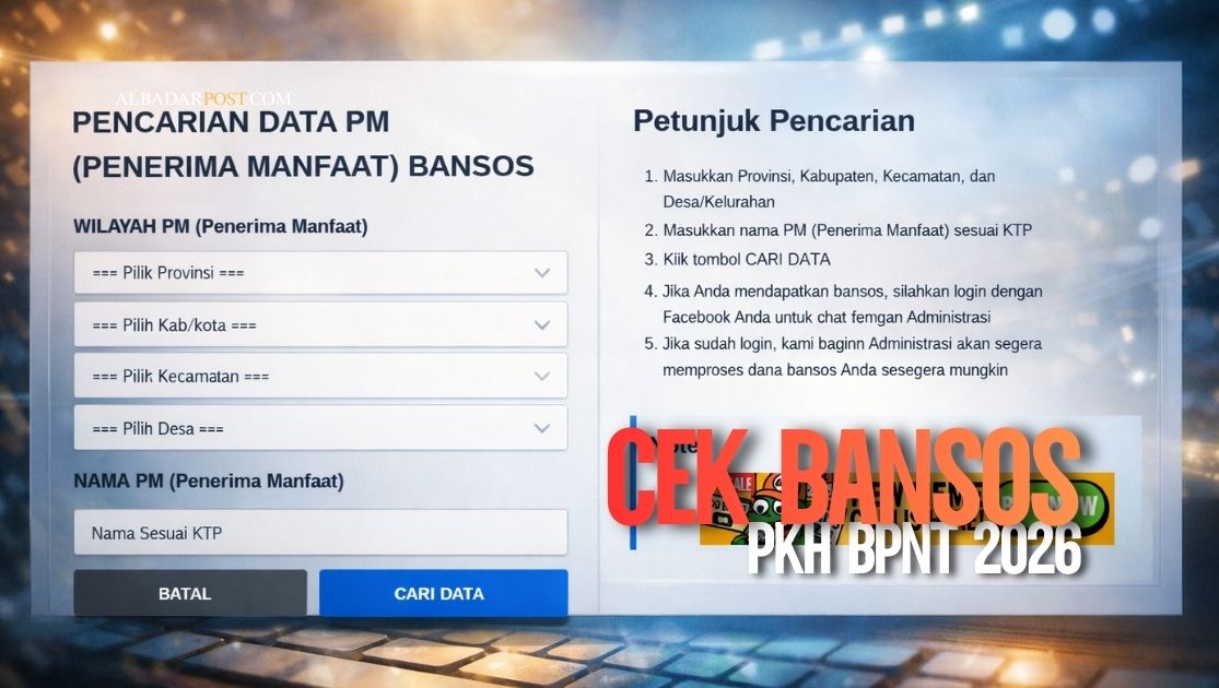 Cek bansos PKH BPNT 2026 menggunakan KTP melalui situs resmi Kementerian Sosial