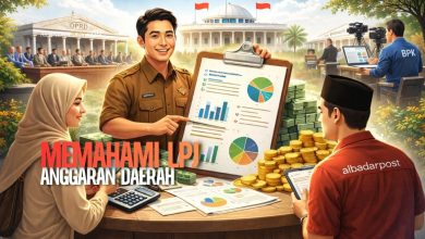 Ilustrasi transparansi LPJ anggaran daerah yang menunjukkan keterbukaan penggunaan uang publik dan pengawasan masyarakat