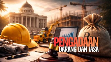 Ilustrasi proses pengadaan barang dan jasa pemerintah Indonesia berdasarkan Perpres 12 Tahun 2021 dan prinsip akuntabilitas hukum.