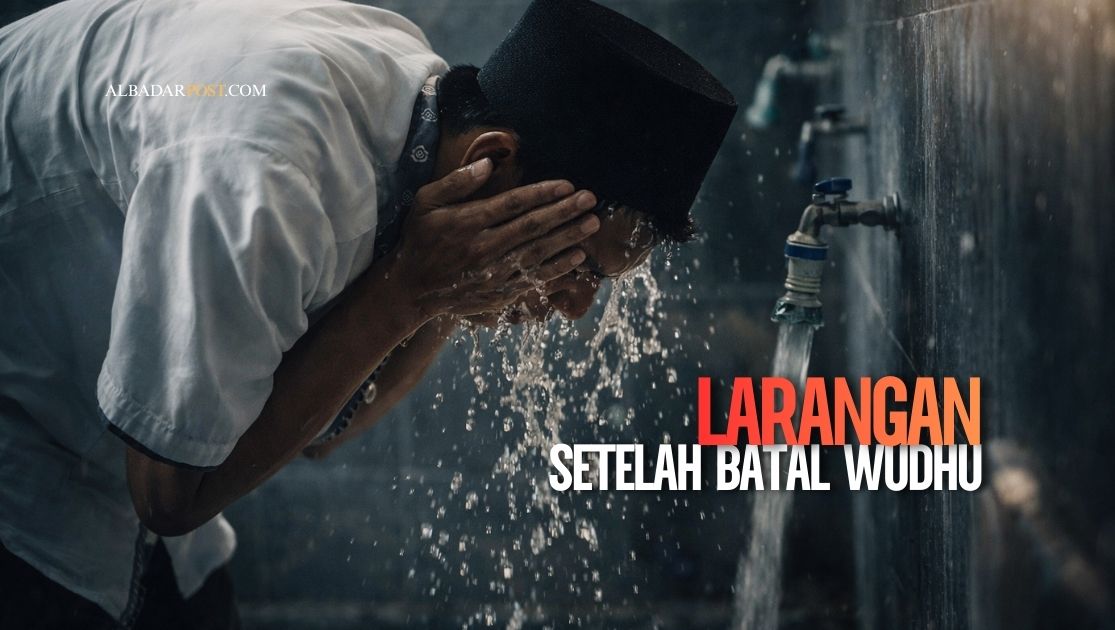 Ilustrasi muslim berwudhu dan larangan ibadah tertentu ketika wudhu batal menurut ajaran Islam