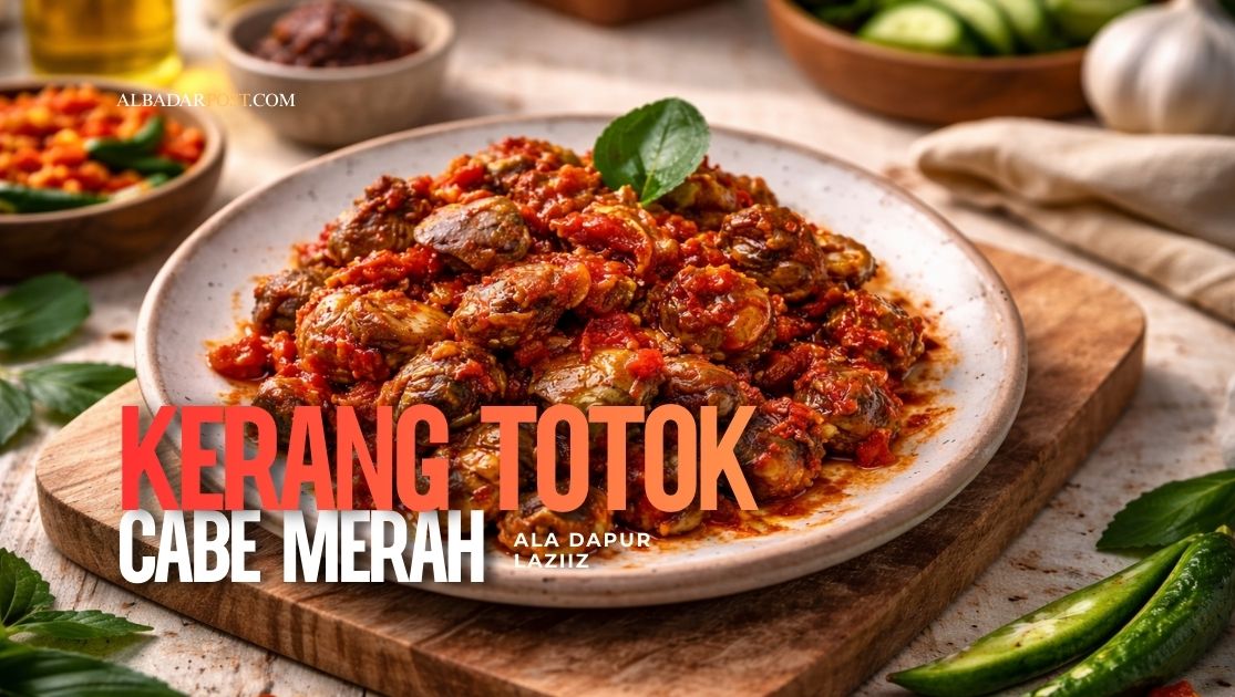 Kerang Totok Cabe Merah pedas gurih dengan bumbu merah dan daun aromatik