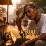 Ilustrasi suasana Ramadan dengan jamaah berdoa, menggambarkan makna sabar dan ridho menerima takdir Allah.