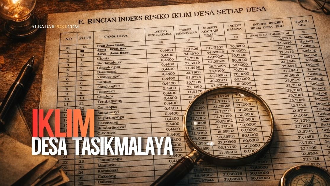 Warga desa di Tasikmalaya menghadapi risiko iklim berdasarkan data IRID Kementerian Keuangan.