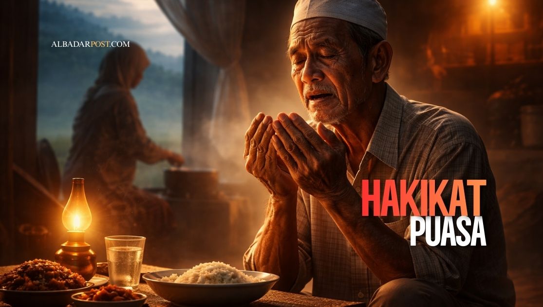 Ilustrasi suasana Ramadan dengan umat Muslim beribadah dan merenungi makna puasa menurut Al-Qur’an dan hadis.