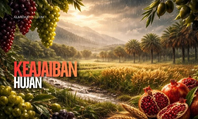 Keajaiban hujan dalam Al-Qur’an Surah Al-An’am 99 ungkap tanda kekuasaan Allah lewat tumbuhan, buah, dan proses kehidupan.