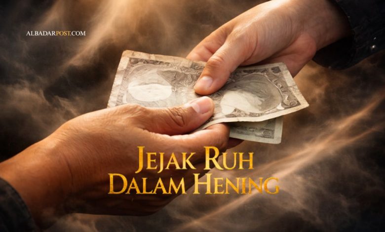 Ilustrasi spiritual berlomba dalam kebaikan, menggambarkan manusia berbuat amal saleh dengan nuansa sufistik dan cahaya ilahi.