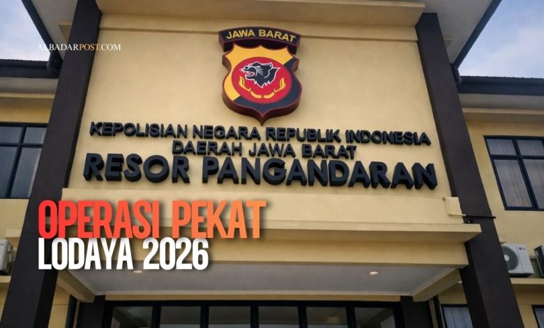 Personel Polres Pangandaran sosialisasikan Operasi Pekat Lodaya 2026 tentang bahaya narkoba dan miras.