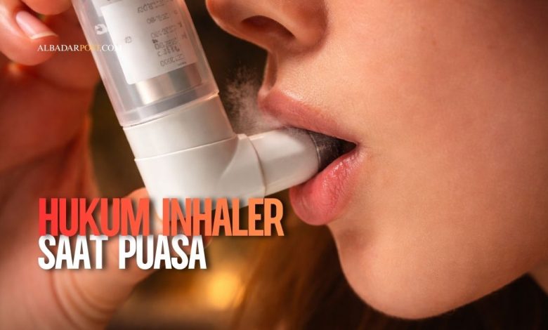 Ilustrasi penggunaan inhaler dan obat semprot hidung saat puasa Ramadan beserta penjelasan hukum dalam Islam.