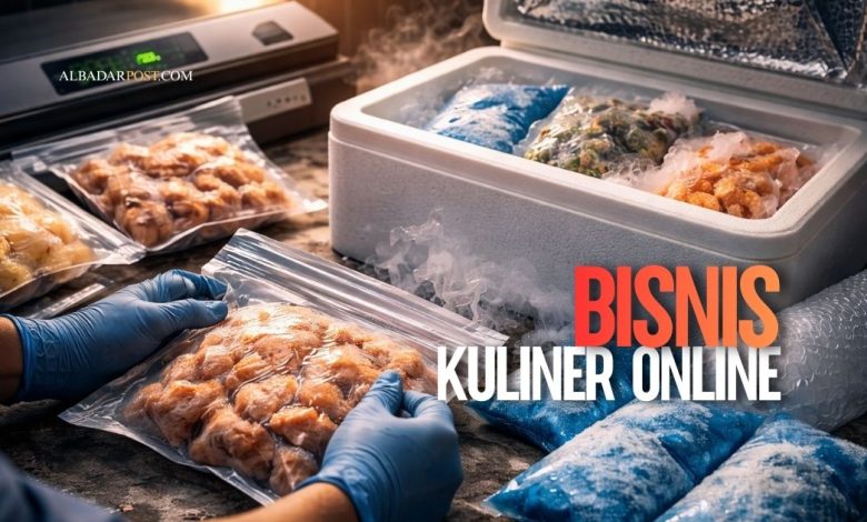 Proses packaging frozen food menggunakan vacuum sealer, ice gel, dan insulated box untuk pengiriman jarak jauh.