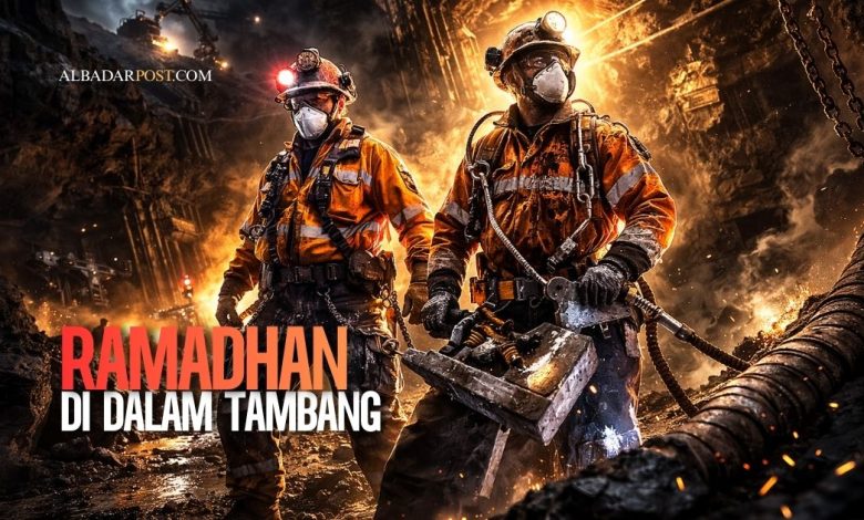 Pekerja tambang muslim tetap bekerja di lapangan berat saat Ramadhan dan mempertimbangkan tidak puasa kerja berat sesuai syariat Islam.