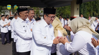 Bupati Tasikmalaya Cecep Nurul Yakin memimpin apel pagi dan halal bihalal Pemkab Tasikmalaya setelah Idulfitri 1447 H.