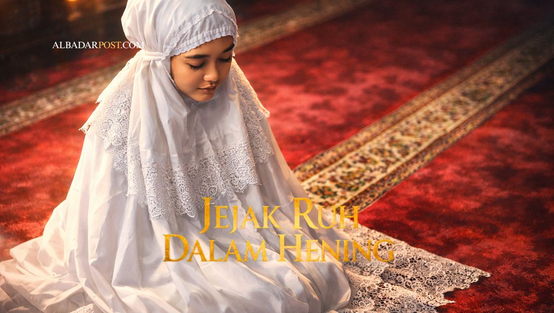 Ilustrasi seseorang sedang salat dengan suasana hening sebagai simbol rahasia salat dan pembersihan hati menurut Syekh Athoillah.