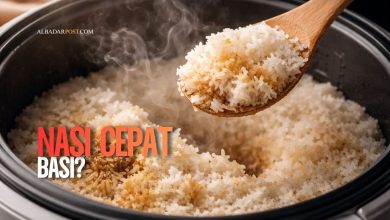 Ilustrasi nasi putih yang cepat basi akibat kesalahan memasak dan penyimpanan yang sering tidak disadari