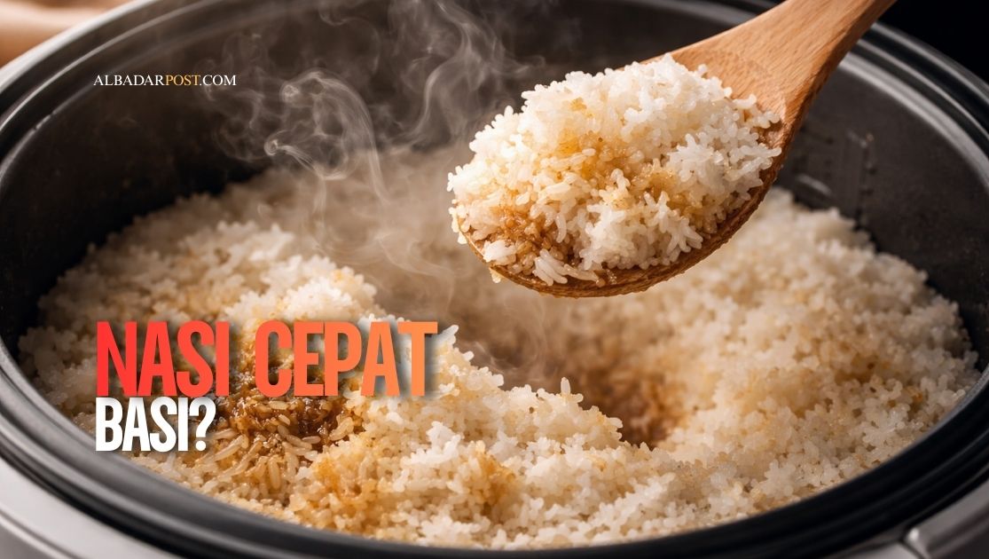 Ilustrasi nasi putih yang cepat basi akibat kesalahan memasak dan penyimpanan yang sering tidak disadari