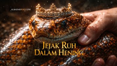 Ilustrasi pesawat siluman di langit sebagai metafora tipuan dunia yang tampak indah namun menyimpan bahaya tersembunyi.