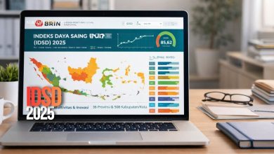 Grafik Indeks Daya Saing Daerah 2025 yang dirilis BRIN untuk mengukur produktivitas dan inovasi 38 provinsi serta 508 kabupaten/kota.