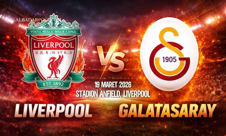 Pertandingan Liverpool vs Galatasaray di Anfield dengan pemain menyerang dan suasana stadion penuh tekanan