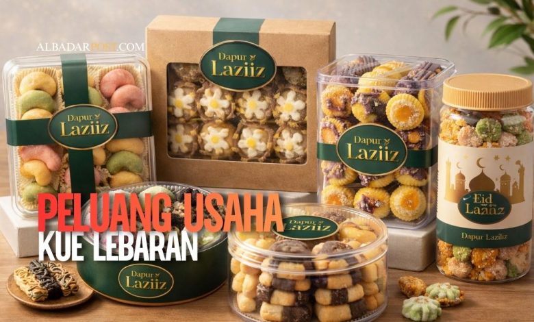 Ilustrasi aneka kue lebaran unik dalam kemasan modern dan menarik untuk bisnis rumahan