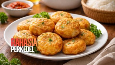 Perkedel kentang lembut dan gurih dengan warna keemasan, tampilan rapi dan tidak hancur saat disajikan