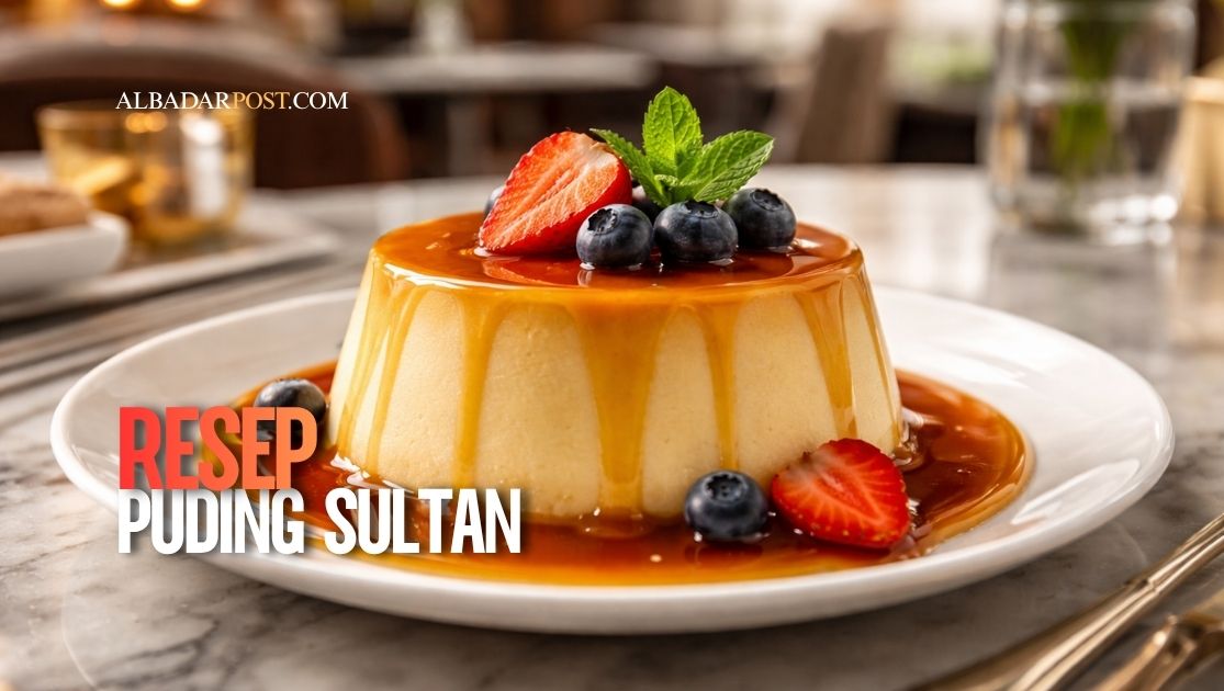 Puding sederhana lembut dengan tekstur halus dan tampilan menarik di atas piring saji