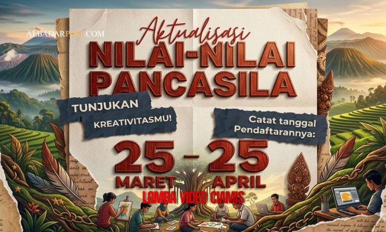 Poster lomba video kreatif 2026 tema nilai-nilai Pancasila di Kabupaten Ciamis dengan 13 sub tema pilihan