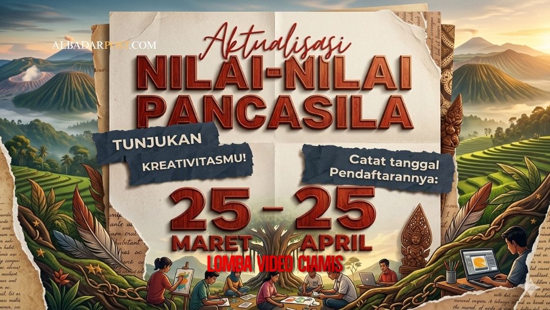 Poster lomba video kreatif 2026 tema nilai-nilai Pancasila di Kabupaten Ciamis dengan 13 sub tema pilihan
