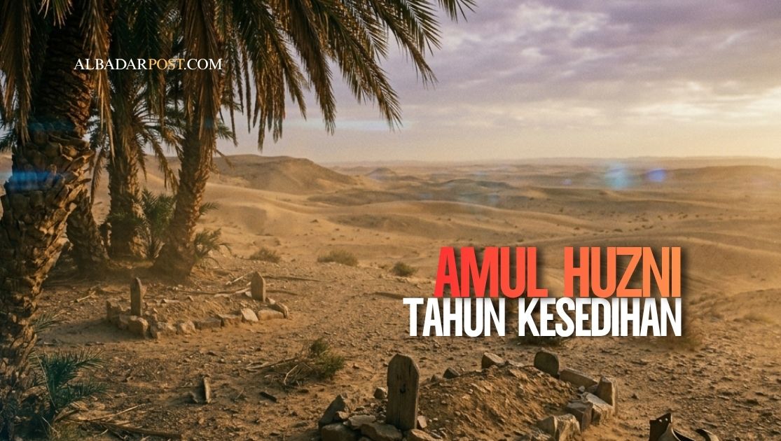 Ilustrasi Amul Huzni, Nabi Muhammad bersedih kehilangan Abu Thalib dan Khadijah serta peristiwa Isra Mi'raj sebagai penguat iman