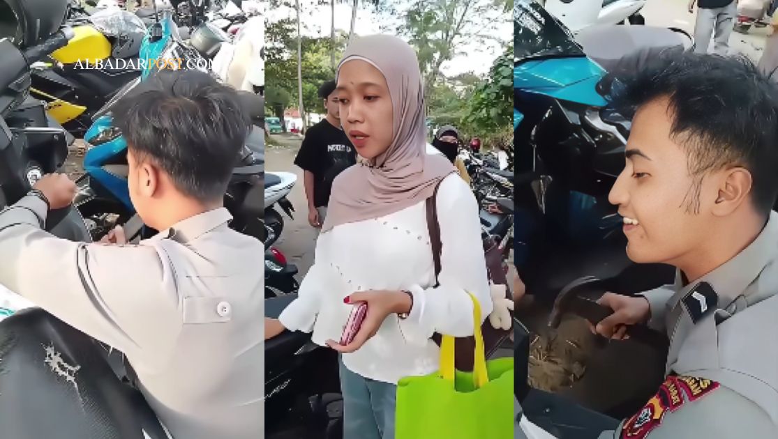 Polisi Pangandaran membantu wisatawan memperbaiki kunci motor rusak saat Operasi Ketupat Lodaya 2026 di kawasan Pantai Pangandaran.