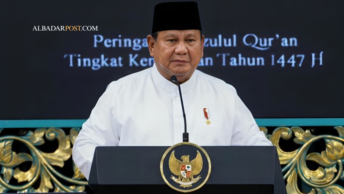 Prabowo Subianto menyampaikan pesan pemberantasan korupsi saat peringatan Nuzulul Quran di Istana Negara