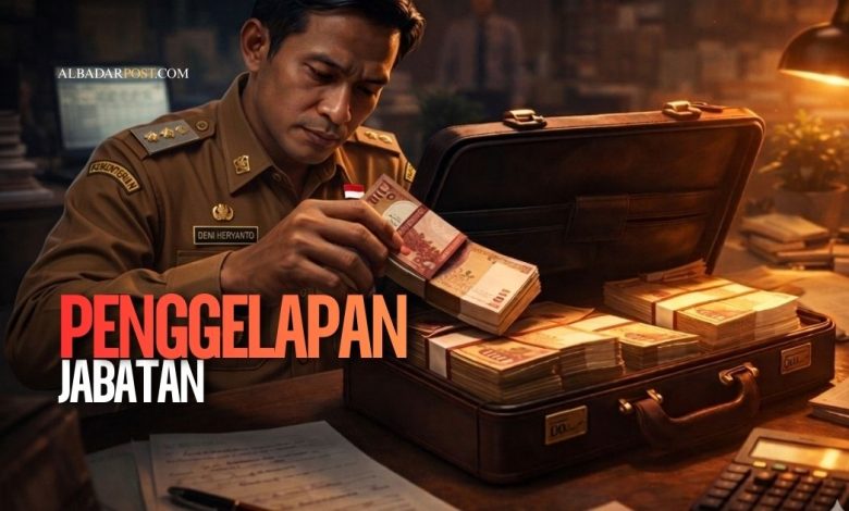 Ilustrasi penyalahgunaan jabatan oleh pegawai yang menggelapkan uang atau aset perusahaan untuk kepentingan pribadi.