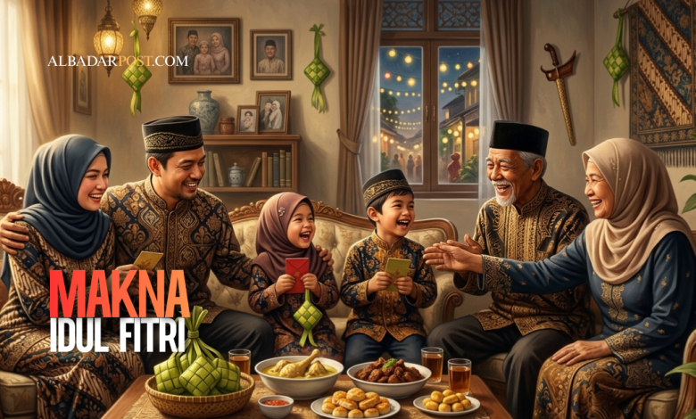 Ilustrasi suasana Idul Fitri dengan makna spiritual mendalam setelah menjalani puasa Ramadan
