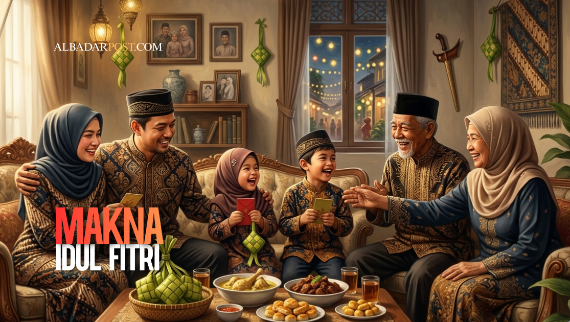 Ilustrasi suasana Idul Fitri dengan makna spiritual mendalam setelah menjalani puasa Ramadan
