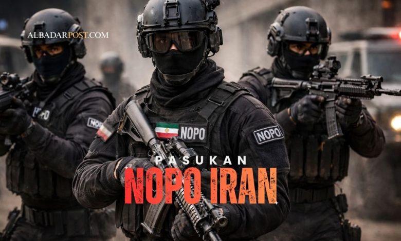 Pasukan NOPO Iran unit elite bersenjata lengkap yang bertugas menjaga pemimpin negara dalam operasi keamanan khusus.