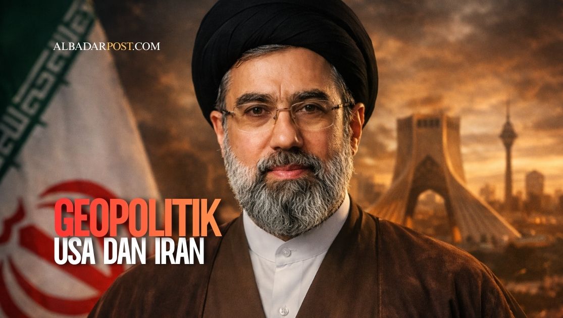 Ilustrasi konflik geopolitik Amerika Serikat dan Iran dengan simbol hadiah buronan US$10 juta