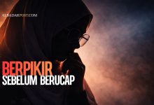 ilustrasi seorang muslim merenung sebelum berbicara sebagai bentuk menjaga lisan sesuai hadis Nabi