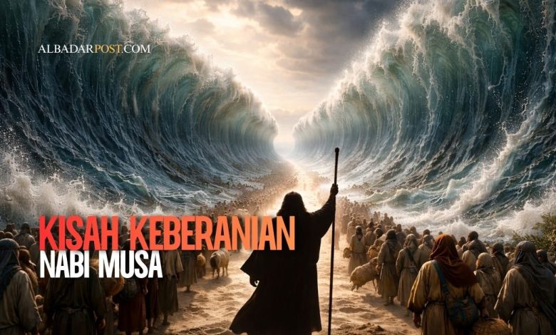 Ilustrasi Nabi Musa menghadapi Firaun sebagai simbol keberanian melawan kezaliman dan kekuasaan tirani dalam sejarah para nabi.