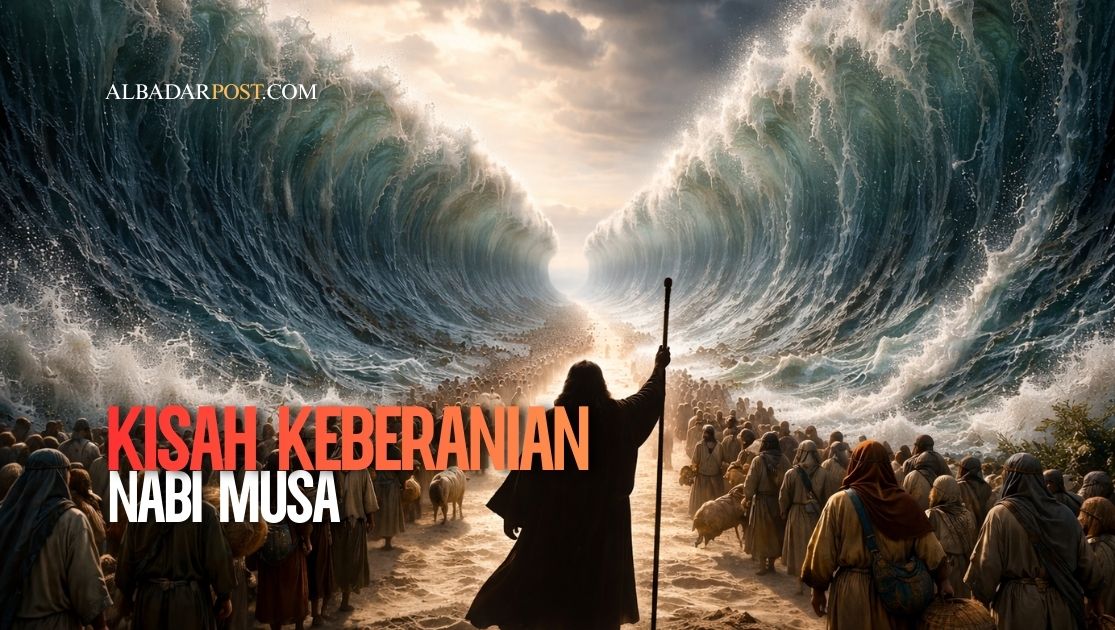 Ilustrasi Nabi Musa menghadapi Firaun sebagai simbol keberanian melawan kezaliman dan kekuasaan tirani dalam sejarah para nabi.