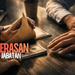 Ilustrasi tangan pejabat menerima uang secara tersembunyi sebagai simbol praktik pemerasan jabatan dalam pelayanan publik.