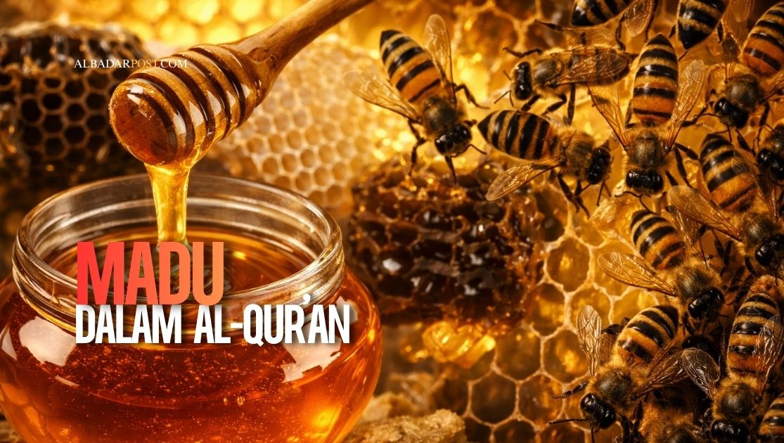 Ilustrasi madu dalam Al-Qur’an Surah An-Nahl ayat 69 sebagai syifa dan tanda kebesaran Allah.