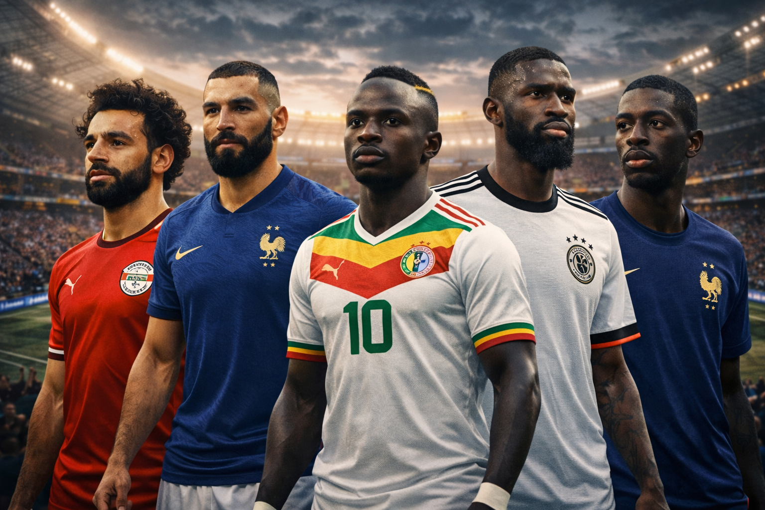 Pemain muslim top dunia Mohamed Salah, Karim Benzema, Sadio Mane, Antonio Rudiger, dan Ousmane Dembele di liga sepak bola profesional