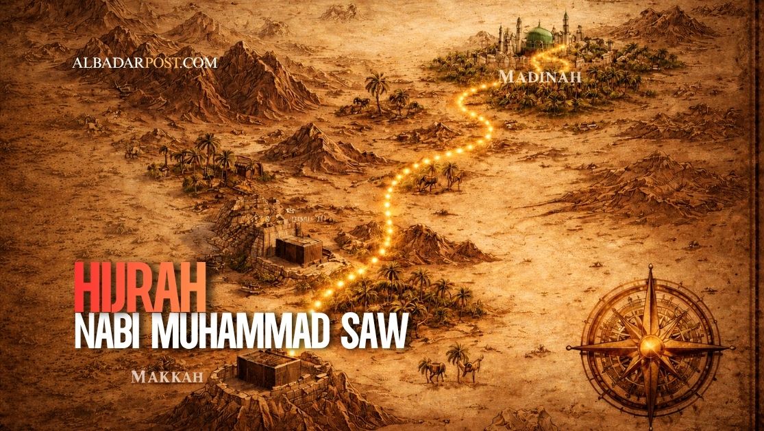Perjalanan hijrah Nabi Muhammad dari Makkah ke Madinah bersama Abu Bakar dalam sejarah Islam
