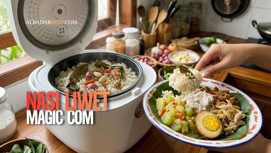 nasi liwet solo dimasak dengan magic com gurih dan pulen