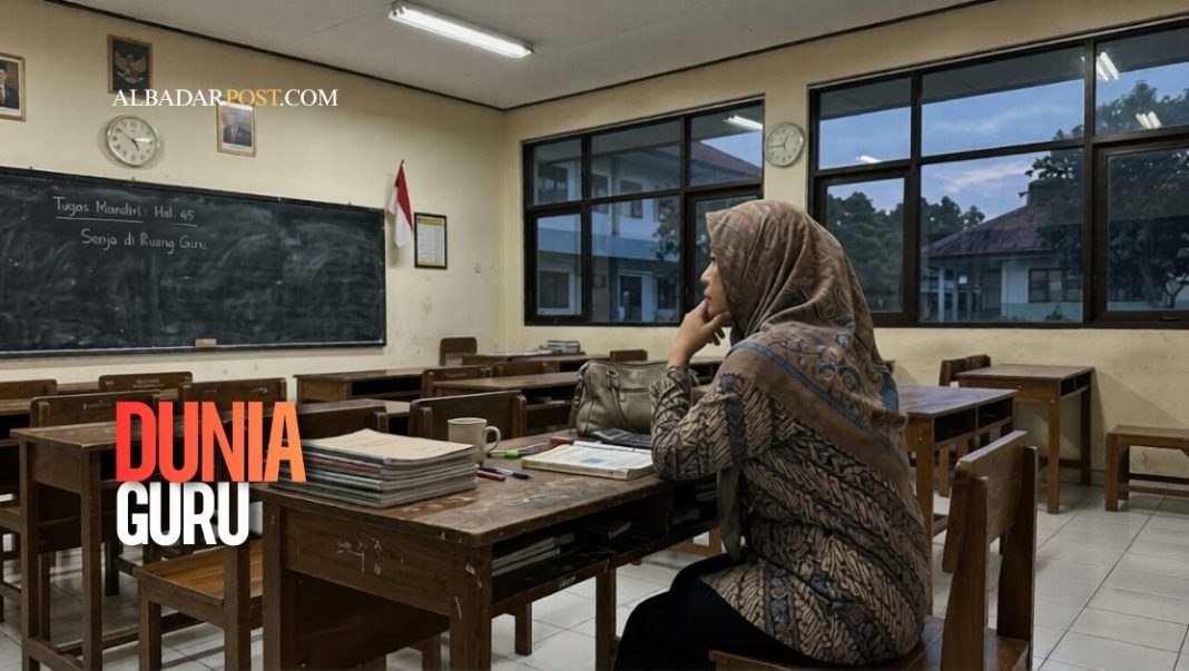 guru termenung di kelas kosong menggambarkan sisi sunyi dunia guru yang jarang diketahui murid