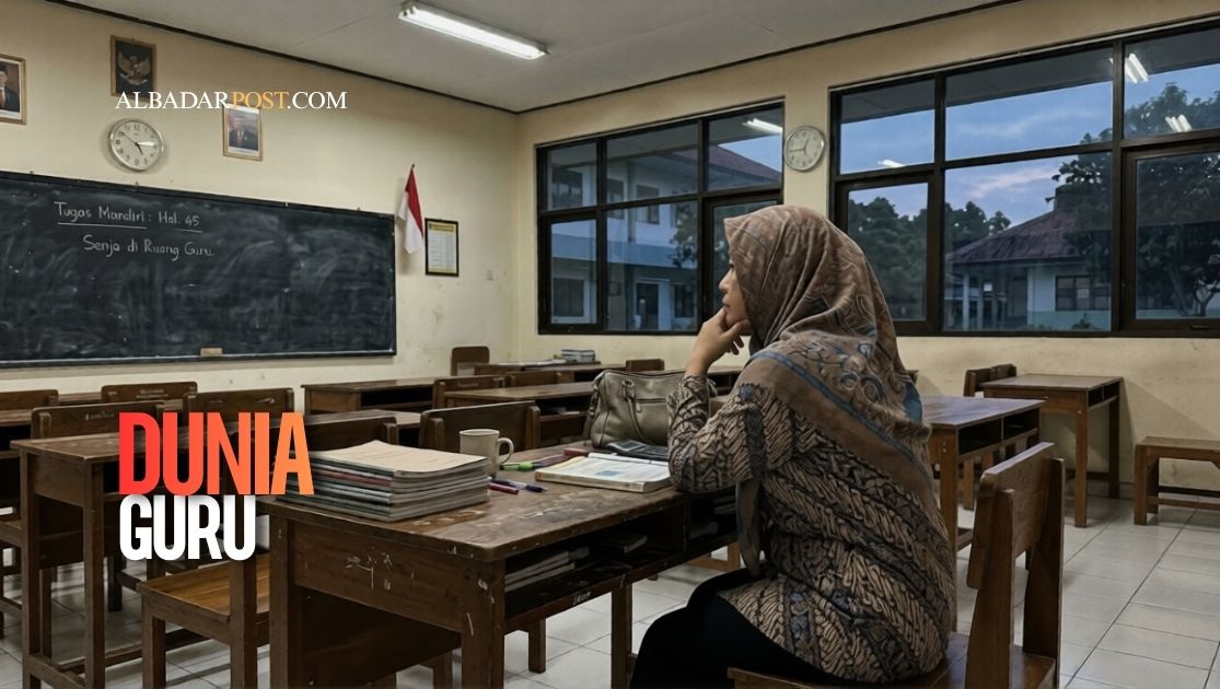 guru termenung di kelas kosong menggambarkan sisi sunyi dunia guru yang jarang diketahui murid