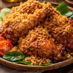 Ayam kremes eksklusif renyah dengan kremesan tipis berserat dan tampilan menggoda ala restoran premium