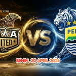 Pertandingan Dewa United vs Persib Bandung di stadion tanpa penonton dengan suasana tegang dan fokus pemain